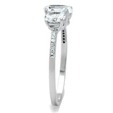 TS049 - Rhodium 925 Sterling Silver Ring with AAA Grade CZ  in Clear - Alamode
