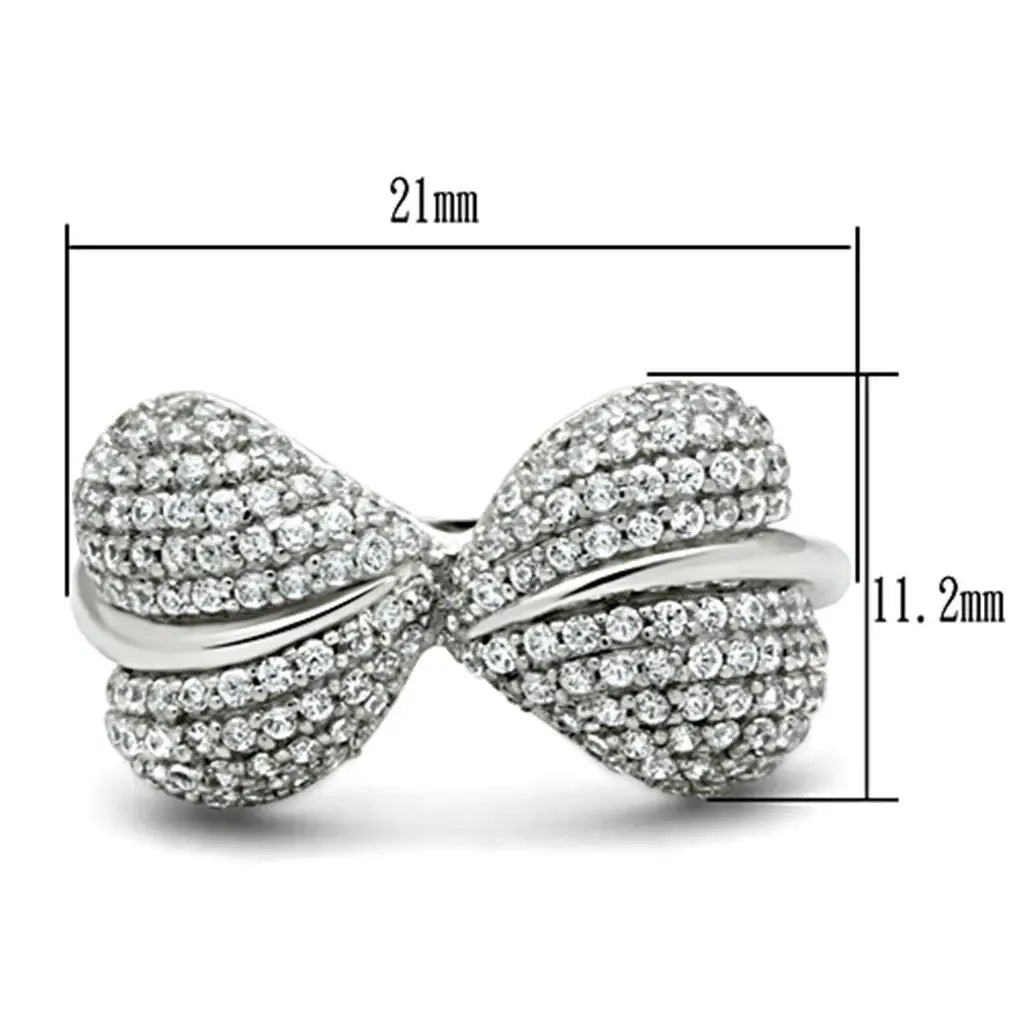 TS050 - Rhodium 925 Sterling Silver Ring with AAA Grade CZ in Clear - Alamode - Flyclothing LLC
