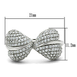TS050 - Rhodium 925 Sterling Silver Ring with AAA Grade CZ  in Clear