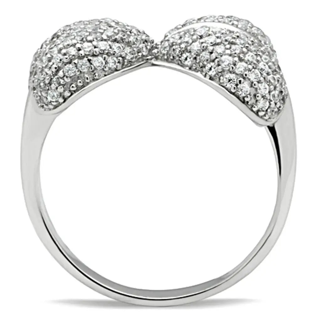 TS050 - Rhodium 925 Sterling Silver Ring with AAA Grade CZ in Clear - Alamode - Flyclothing LLC