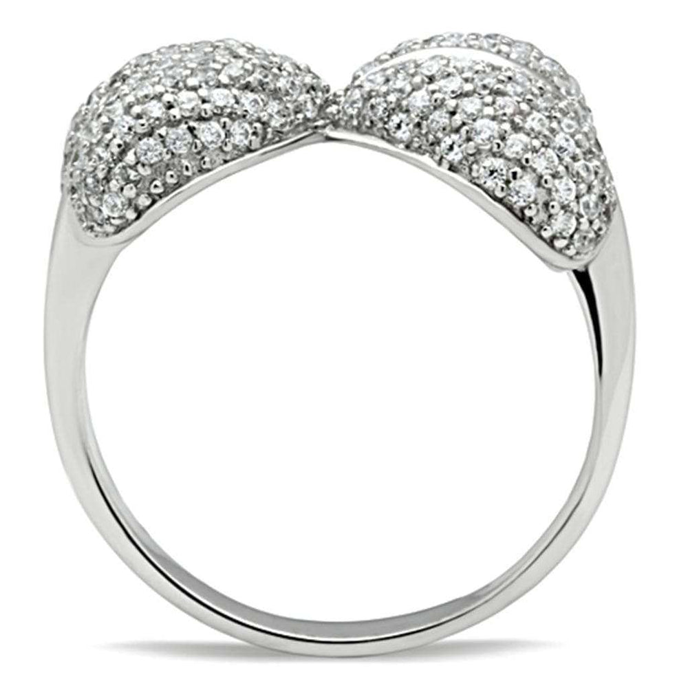 TS050 - Rhodium 925 Sterling Silver Ring with AAA Grade CZ in Clear - Alamode - Flyclothing LLC