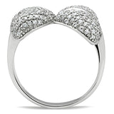 TS050 - Rhodium 925 Sterling Silver Ring with AAA Grade CZ  in Clear - Alamode