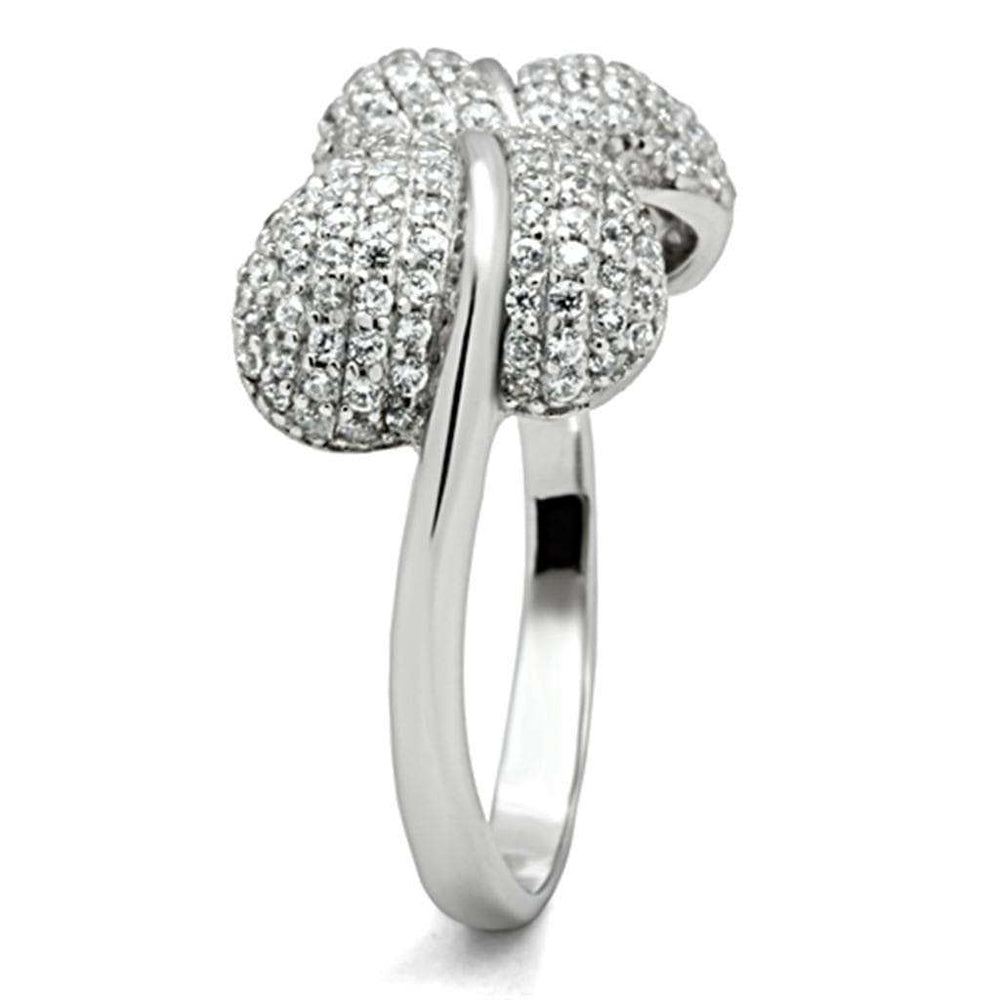 TS050 - Rhodium 925 Sterling Silver Ring with AAA Grade CZ in Clear - Alamode - Flyclothing LLC
