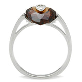TS051 - Rhodium 925 Sterling Silver Ring with AAA Grade CZ  in Brown - Alamode