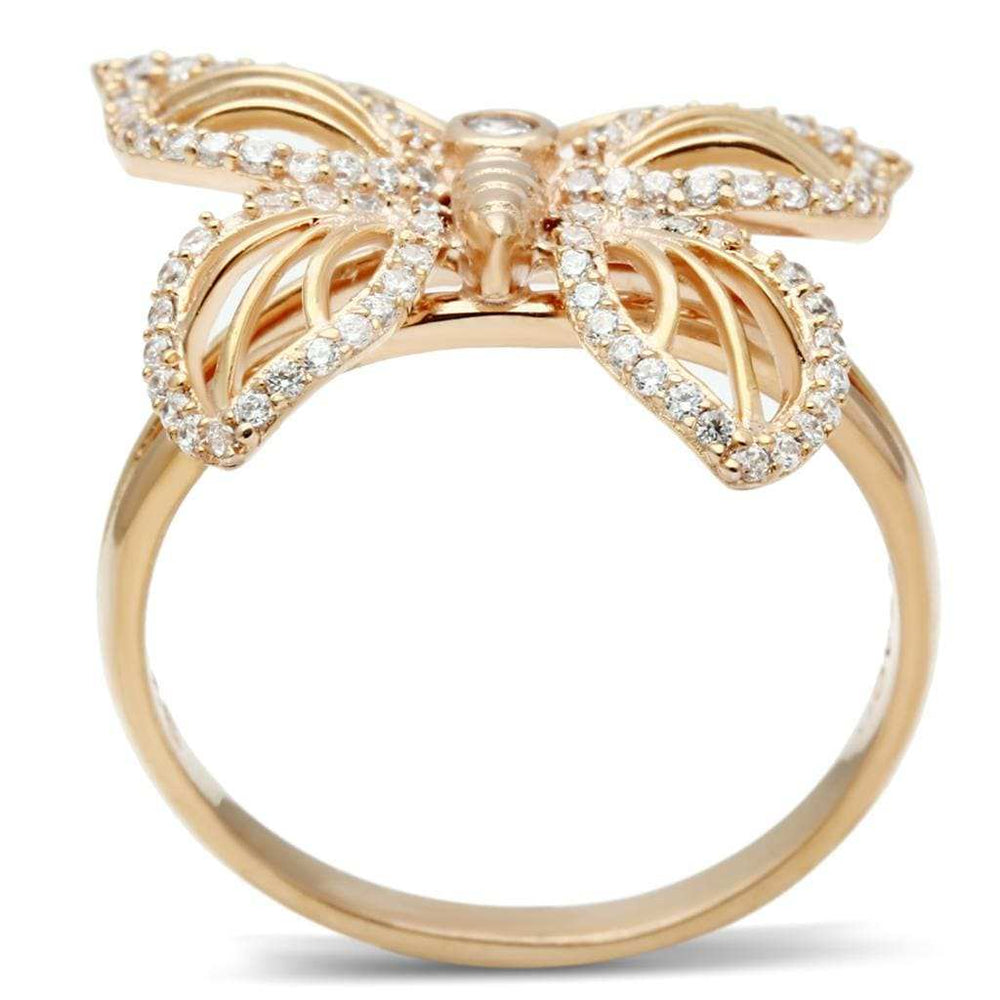 TS059 - Rose Gold 925 Sterling Silver Ring with AAA Grade CZ in Clear - Alamode - Flyclothing LLC