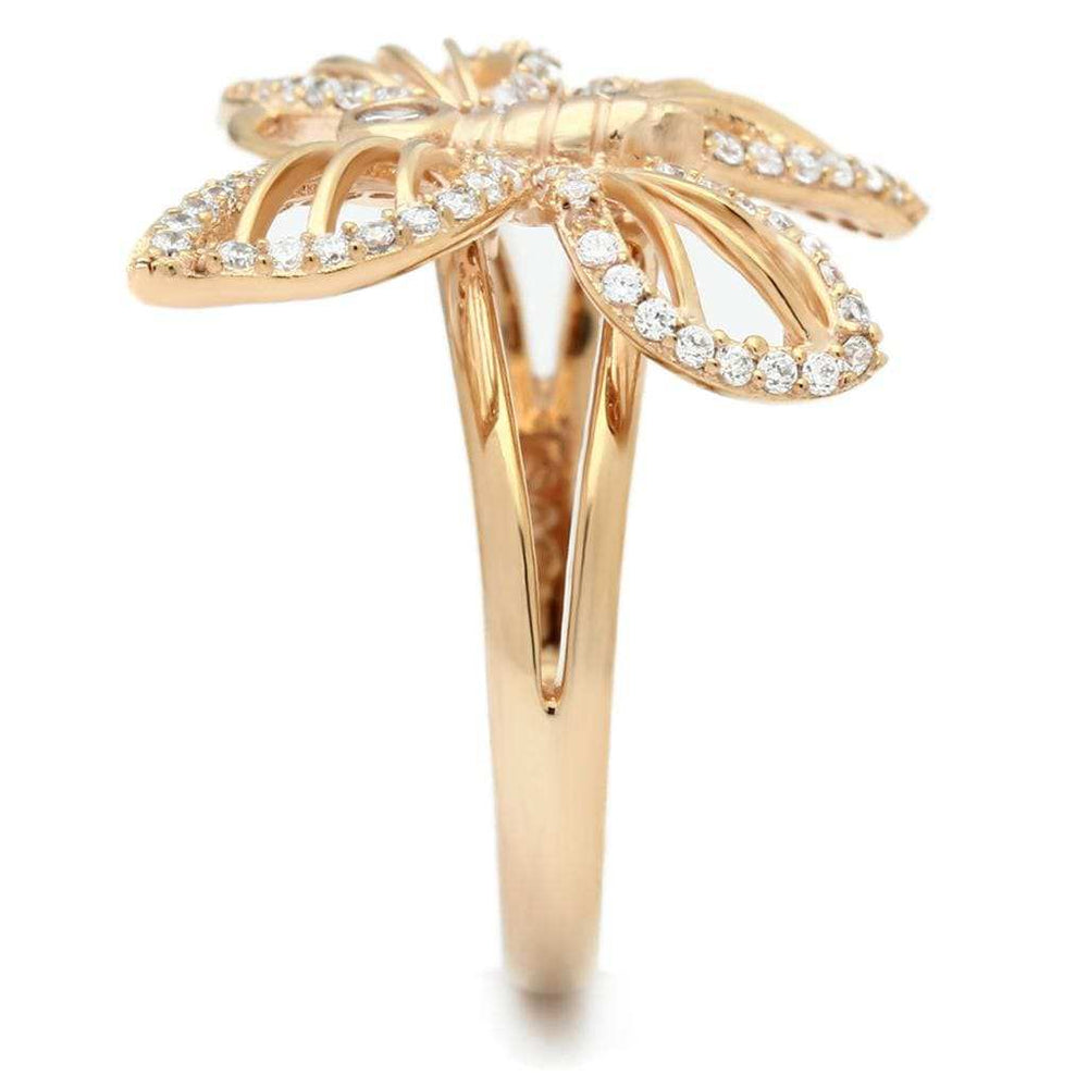 TS059 - Rose Gold 925 Sterling Silver Ring with AAA Grade CZ in Clear - Alamode - Flyclothing LLC
