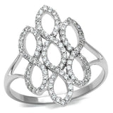 TS071 - Rhodium 925 Sterling Silver Ring with AAA Grade CZ in Clear - Alamode - Flyclothing LLC