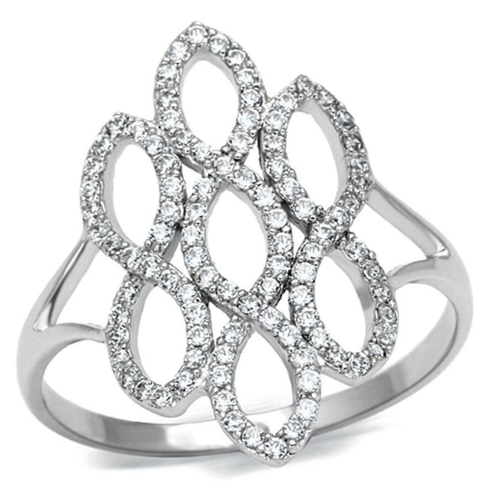 TS071 - Rhodium 925 Sterling Silver Ring with AAA Grade CZ in Clear - Alamode - Flyclothing LLC