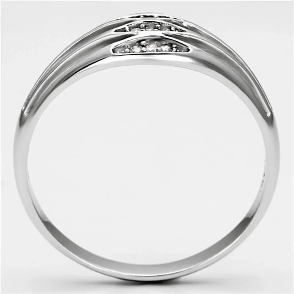 TS072 - Rhodium 925 Sterling Silver Ring with AAA Grade CZ in Clear - Alamode - Flyclothing LLC