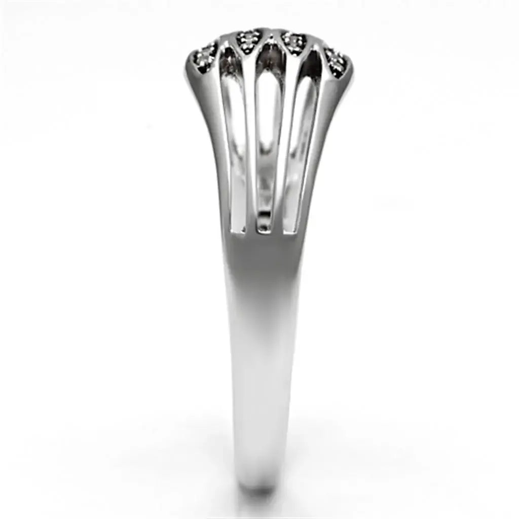 TS072 - Rhodium 925 Sterling Silver Ring with AAA Grade CZ in Clear - Alamode - Flyclothing LLC