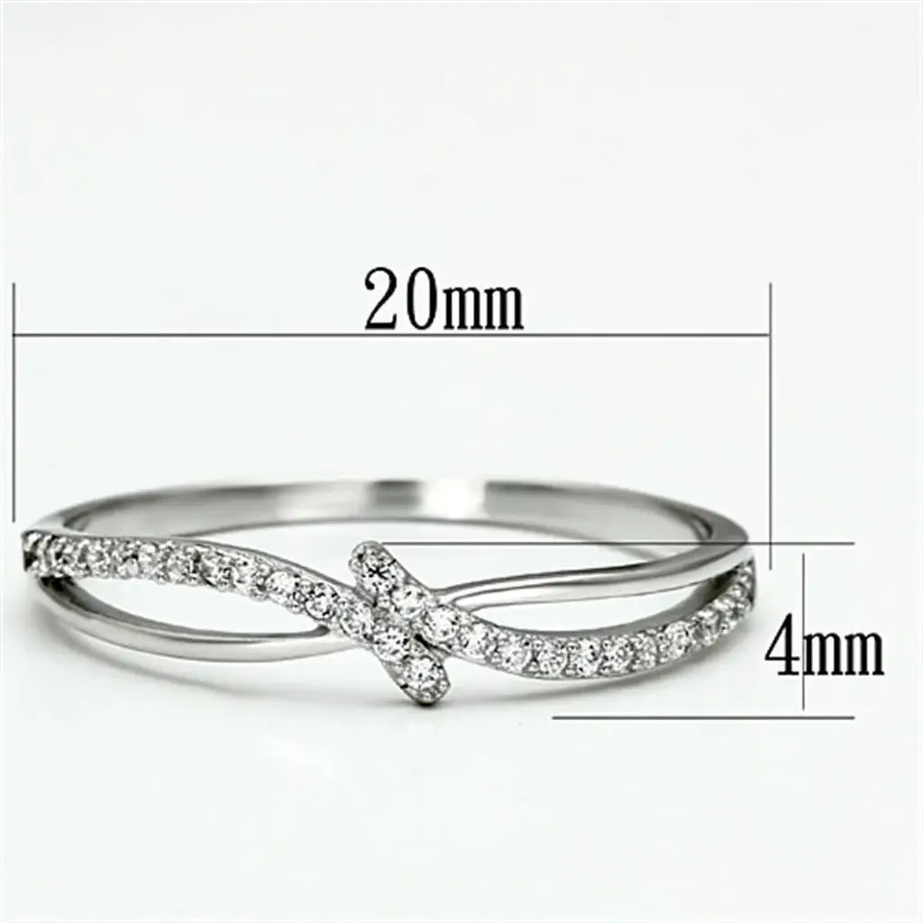 TS074 - Rhodium 925 Sterling Silver Ring with AAA Grade CZ in Clear - Alamode - Flyclothing LLC