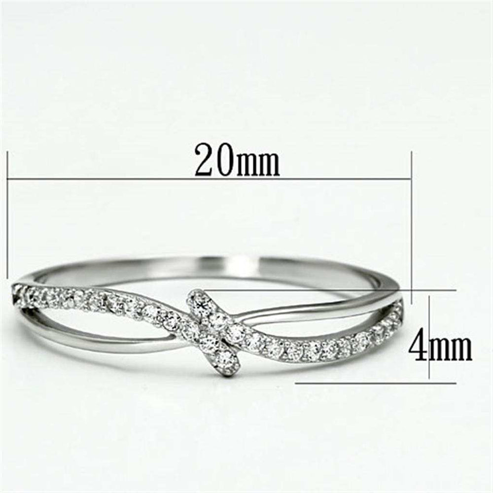 TS074 - Rhodium 925 Sterling Silver Ring with AAA Grade CZ in Clear - Alamode - Flyclothing LLC