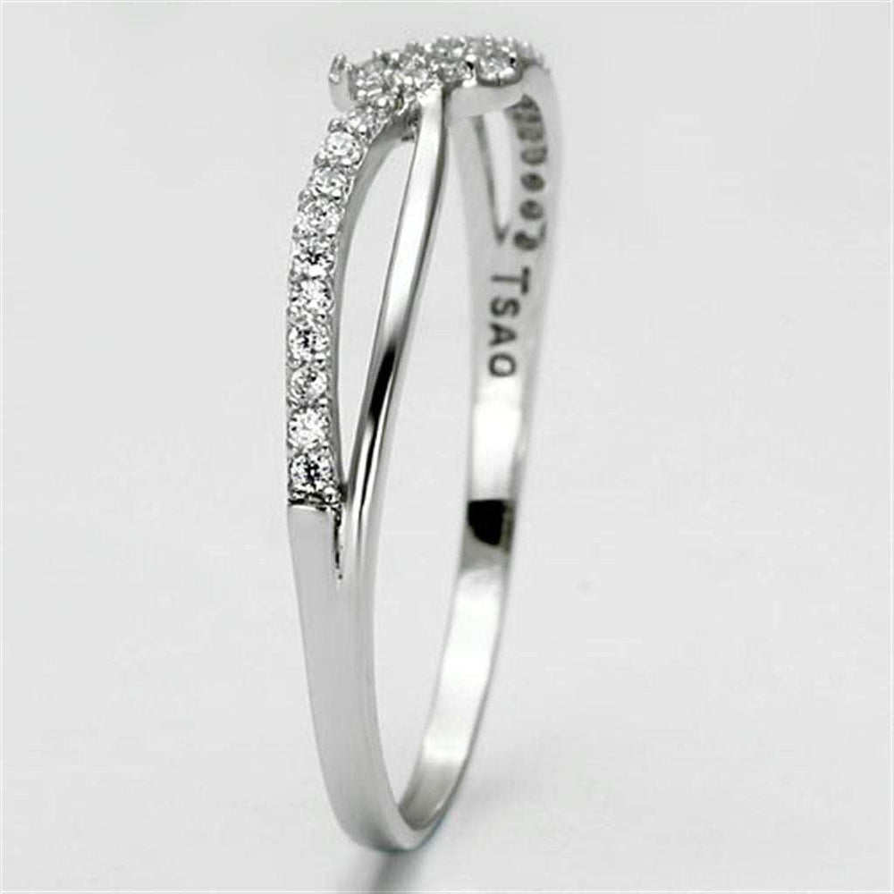 TS074 - Rhodium 925 Sterling Silver Ring with AAA Grade CZ in Clear - Alamode - Flyclothing LLC