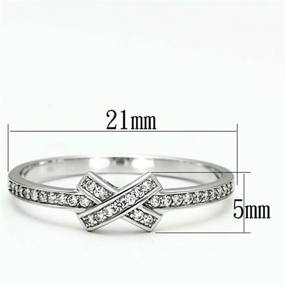 TS075 - Rhodium 925 Sterling Silver Ring with AAA Grade CZ in Clear - Alamode - Flyclothing LLC