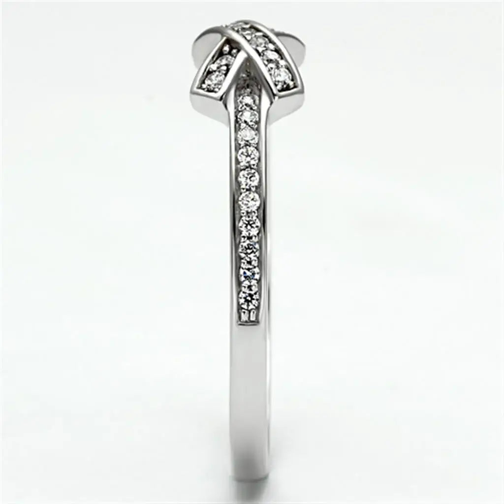 TS075 - Rhodium 925 Sterling Silver Ring with AAA Grade CZ in Clear - Alamode - Flyclothing LLC