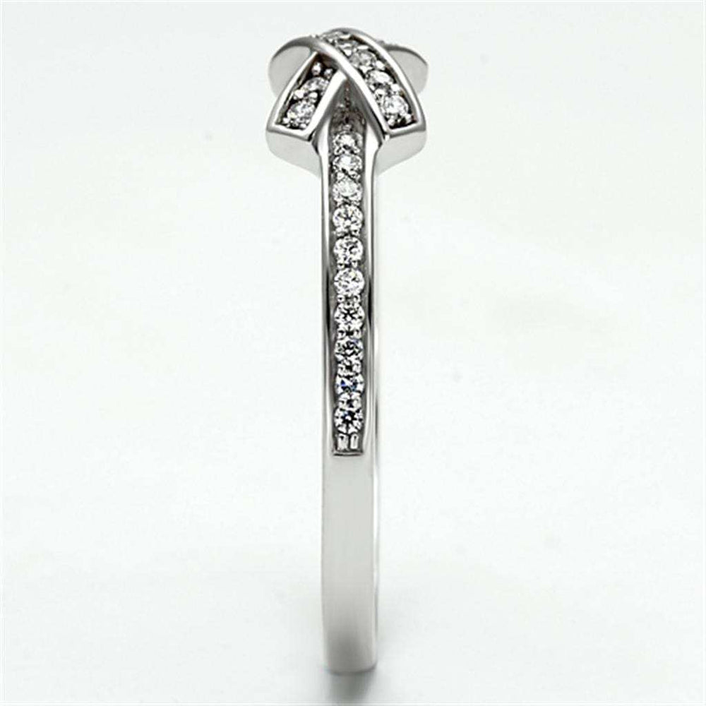 TS075 - Rhodium 925 Sterling Silver Ring with AAA Grade CZ in Clear - Alamode - Flyclothing LLC