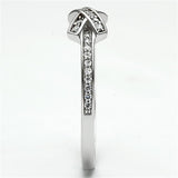 TS075 - Rhodium 925 Sterling Silver Ring with AAA Grade CZ  in Clear