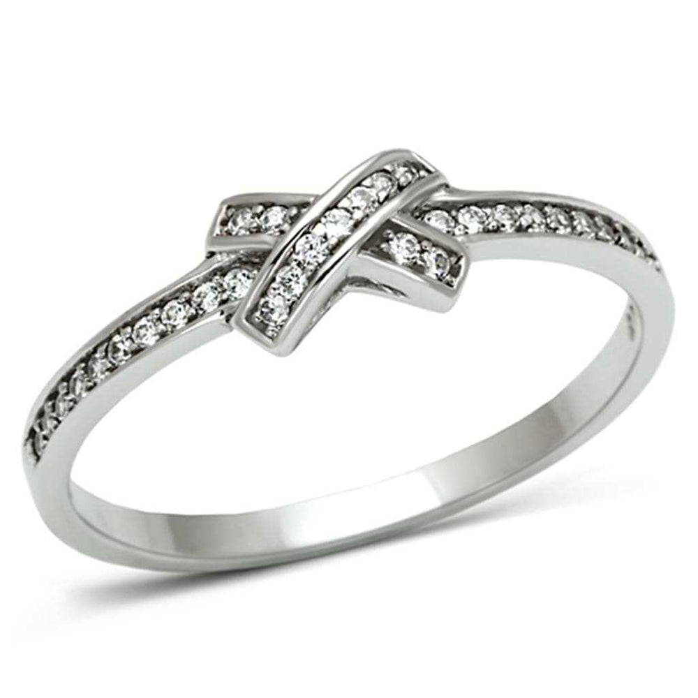 TS075 - Rhodium 925 Sterling Silver Ring with AAA Grade CZ in Clear - Alamode - Flyclothing LLC