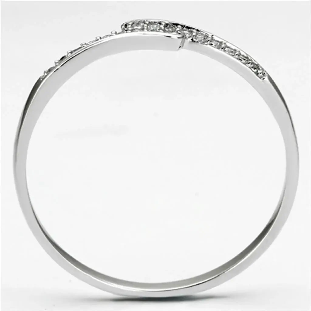 TS077 - Rhodium 925 Sterling Silver Ring with AAA Grade CZ in Clear - Alamode - Flyclothing LLC