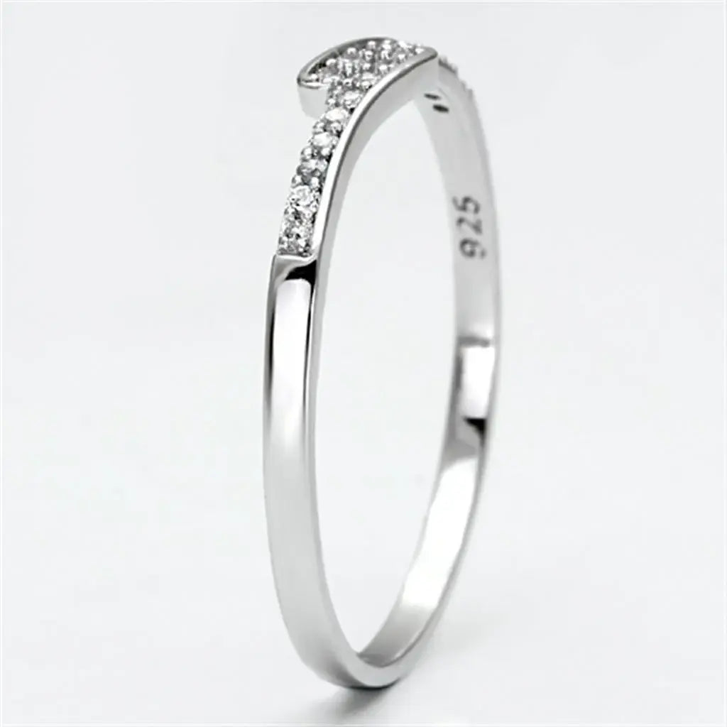 TS077 - Rhodium 925 Sterling Silver Ring with AAA Grade CZ in Clear - Alamode - Flyclothing LLC