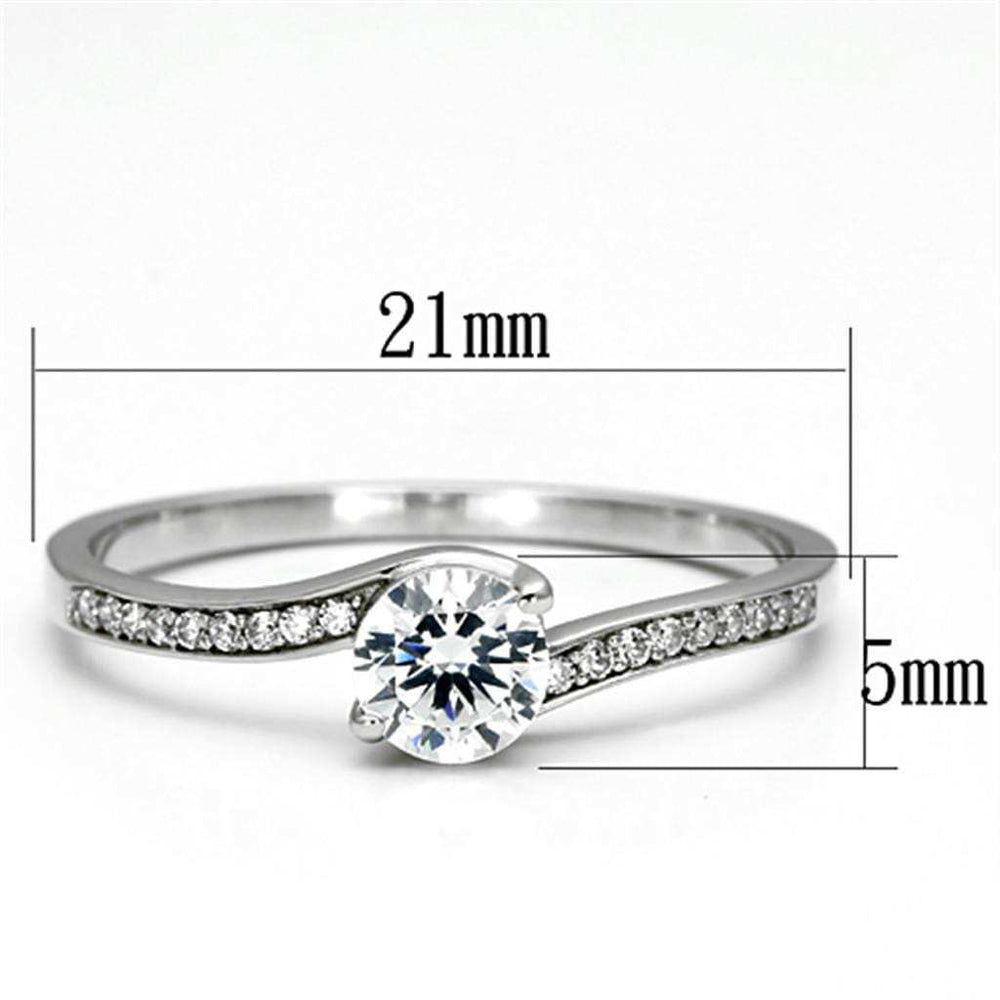 TS078 - Rhodium 925 Sterling Silver Ring with AAA Grade CZ in Clear - Alamode - Flyclothing LLC