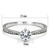 TS079 - Rhodium 925 Sterling Silver Ring with AAA Grade CZ  in Clear