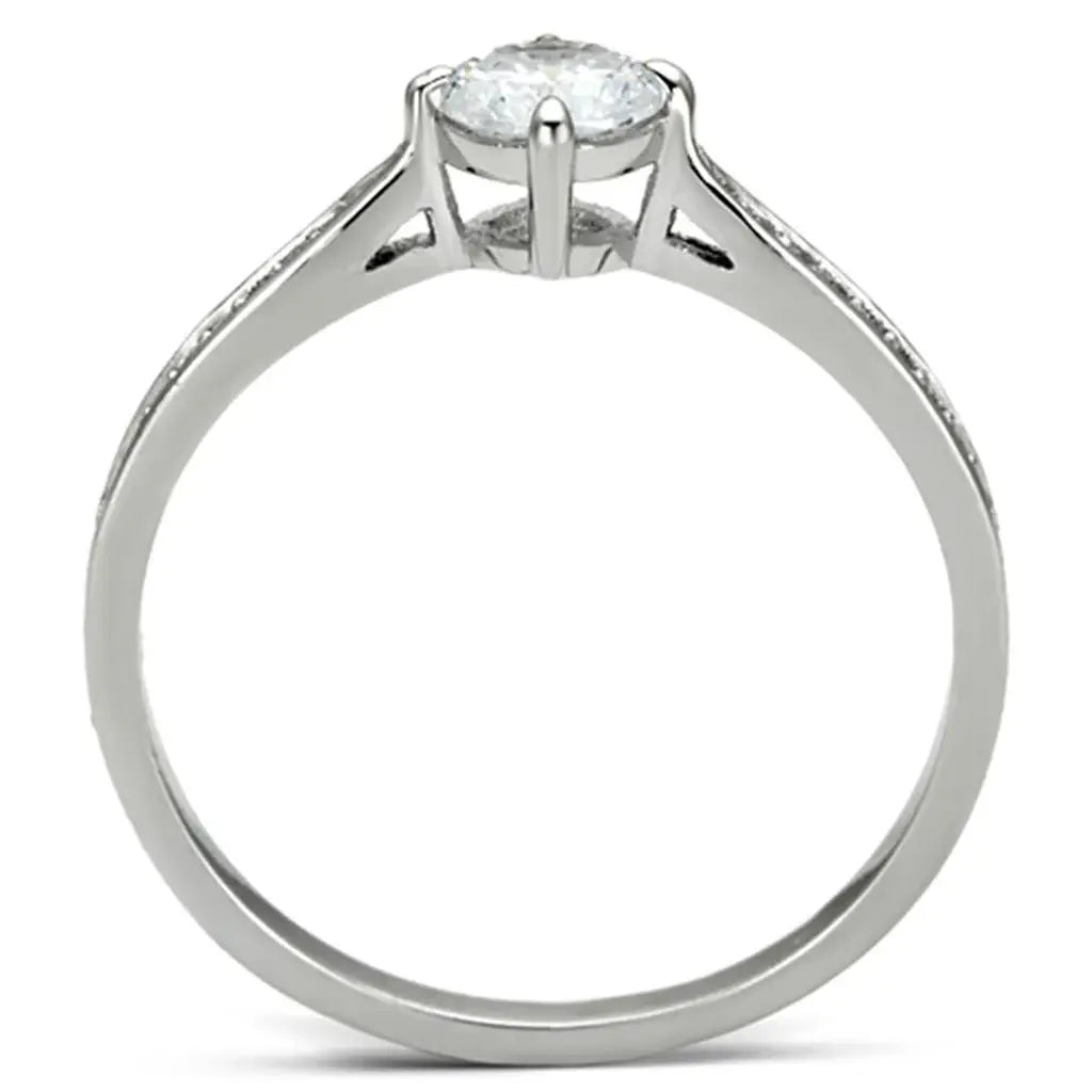 TS079 - Rhodium 925 Sterling Silver Ring with AAA Grade CZ in Clear - Alamode - Flyclothing LLC