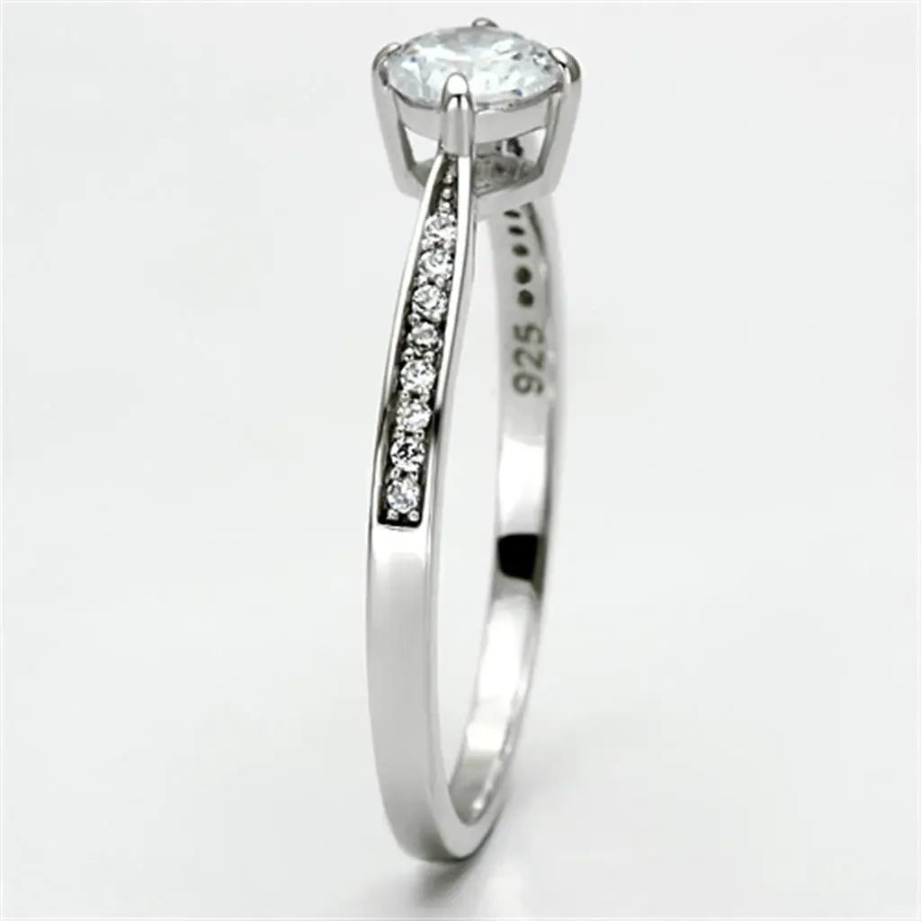 TS079 - Rhodium 925 Sterling Silver Ring with AAA Grade CZ in Clear - Alamode - Flyclothing LLC