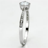 TS079 - Rhodium 925 Sterling Silver Ring with AAA Grade CZ  in Clear - Alamode
