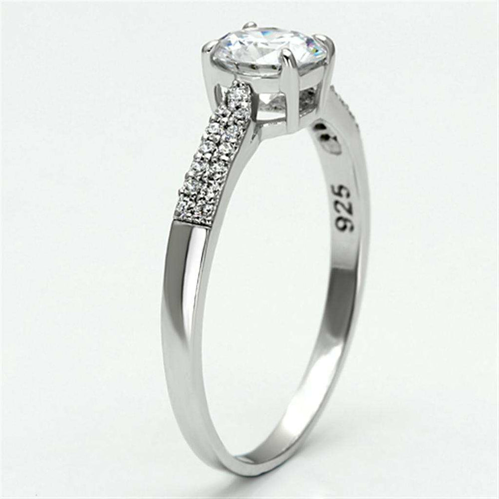 TS080 - Rhodium 925 Sterling Silver Ring with AAA Grade CZ in Clear - Alamode - Flyclothing LLC