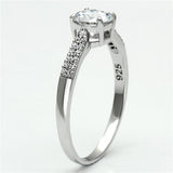 TS080 - Rhodium 925 Sterling Silver Ring with AAA Grade CZ  in Clear - Alamode