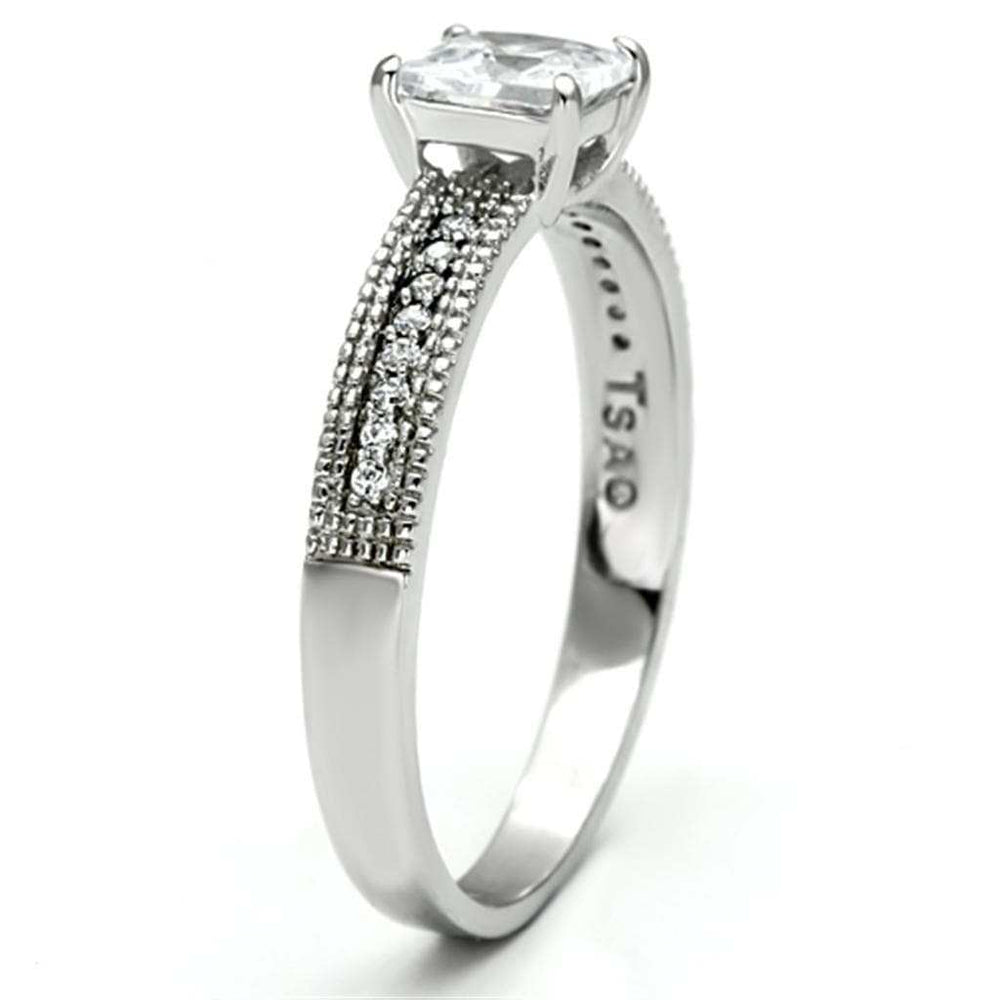 TS081 - Rhodium 925 Sterling Silver Ring with AAA Grade CZ in Clear - Alamode - Flyclothing LLC