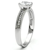 TS081 - Rhodium 925 Sterling Silver Ring with AAA Grade CZ  in Clear - Alamode