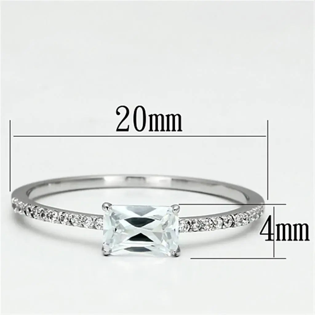 TS082 - Rhodium 925 Sterling Silver Ring with AAA Grade CZ in Clear - Alamode - Flyclothing LLC