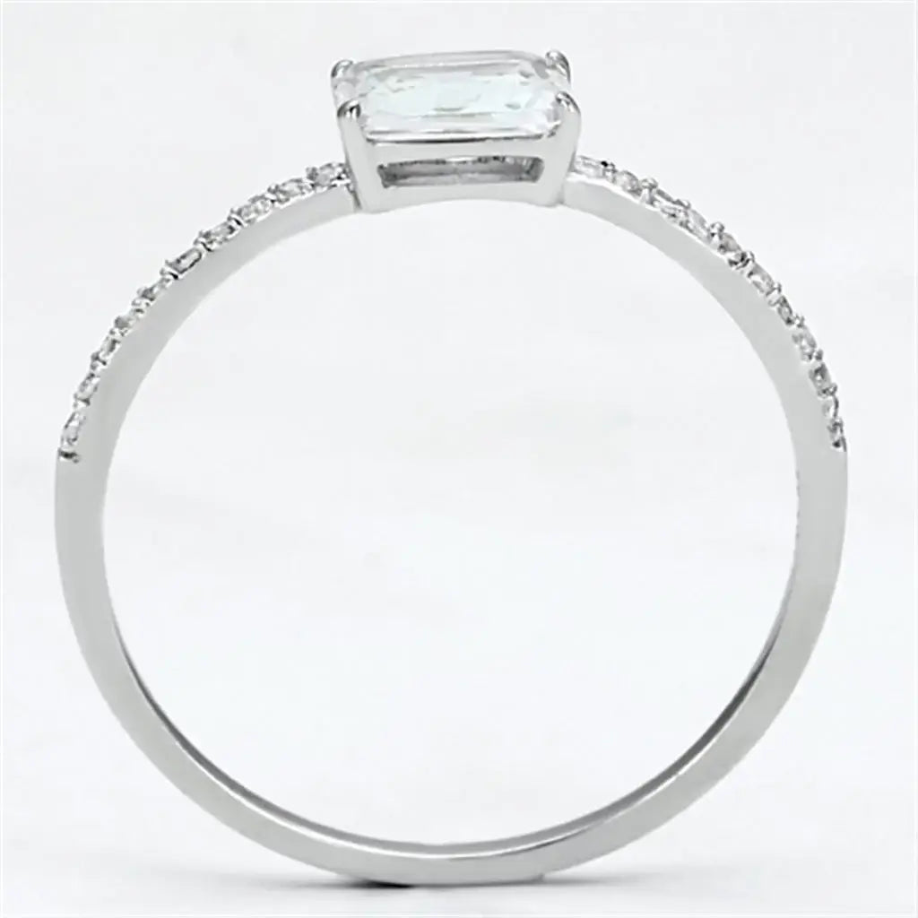 TS082 - Rhodium 925 Sterling Silver Ring with AAA Grade CZ in Clear - Alamode - Flyclothing LLC