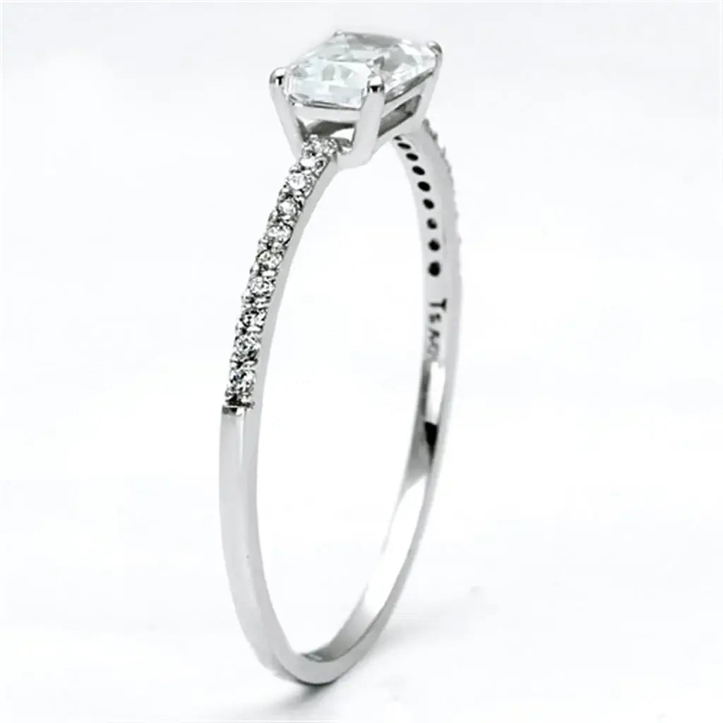 TS082 - Rhodium 925 Sterling Silver Ring with AAA Grade CZ in Clear - Alamode - Flyclothing LLC