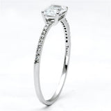 TS082 - Rhodium 925 Sterling Silver Ring with AAA Grade CZ  in Clear - Alamode