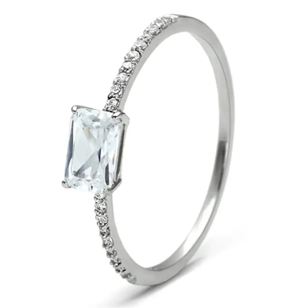 TS082 - Rhodium 925 Sterling Silver Ring with AAA Grade CZ in Clear - Alamode - Flyclothing LLC