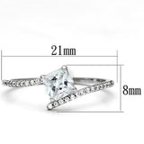 TS083 - Rhodium 925 Sterling Silver Ring with AAA Grade CZ  in Clear - Alamode