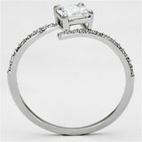 TS083 - Rhodium 925 Sterling Silver Ring with AAA Grade CZ  in Clear - Alamode