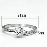 TS084 - Rhodium 925 Sterling Silver Ring with AAA Grade CZ  in Clear - Alamode