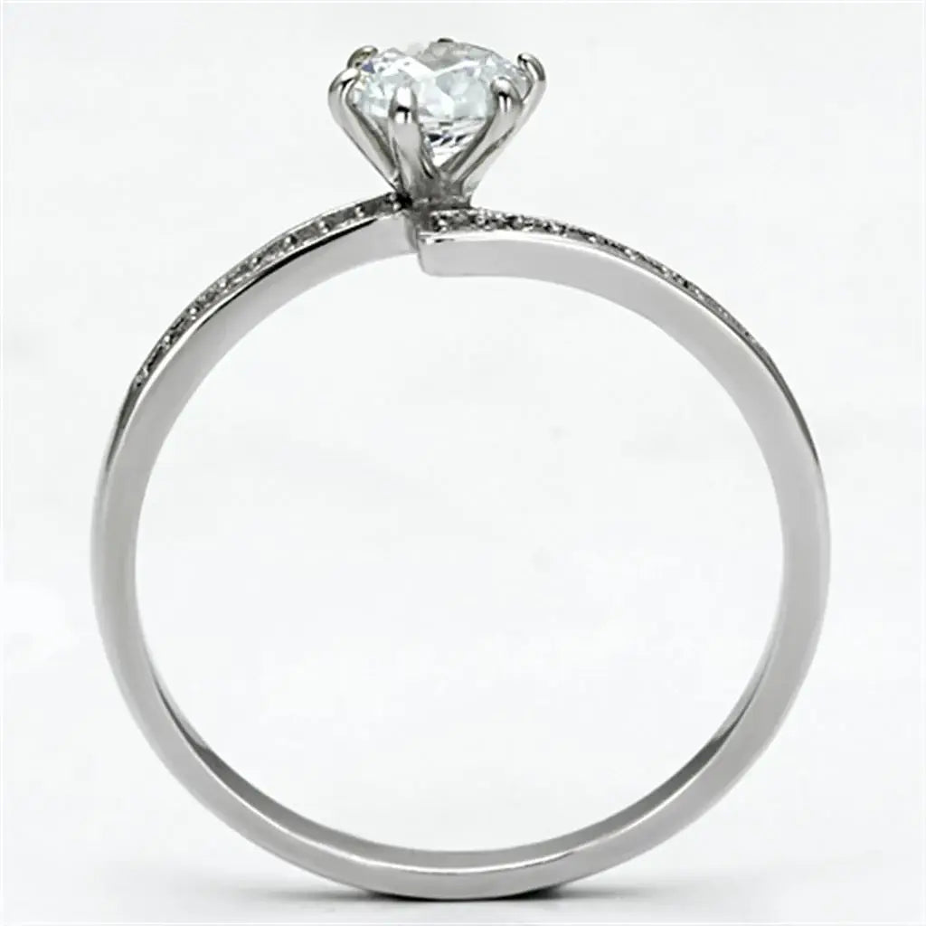 TS084 - Rhodium 925 Sterling Silver Ring with AAA Grade CZ in Clear - Alamode - Flyclothing LLC
