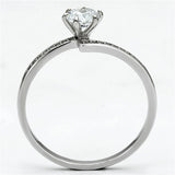 TS084 - Rhodium 925 Sterling Silver Ring with AAA Grade CZ  in Clear - Alamode