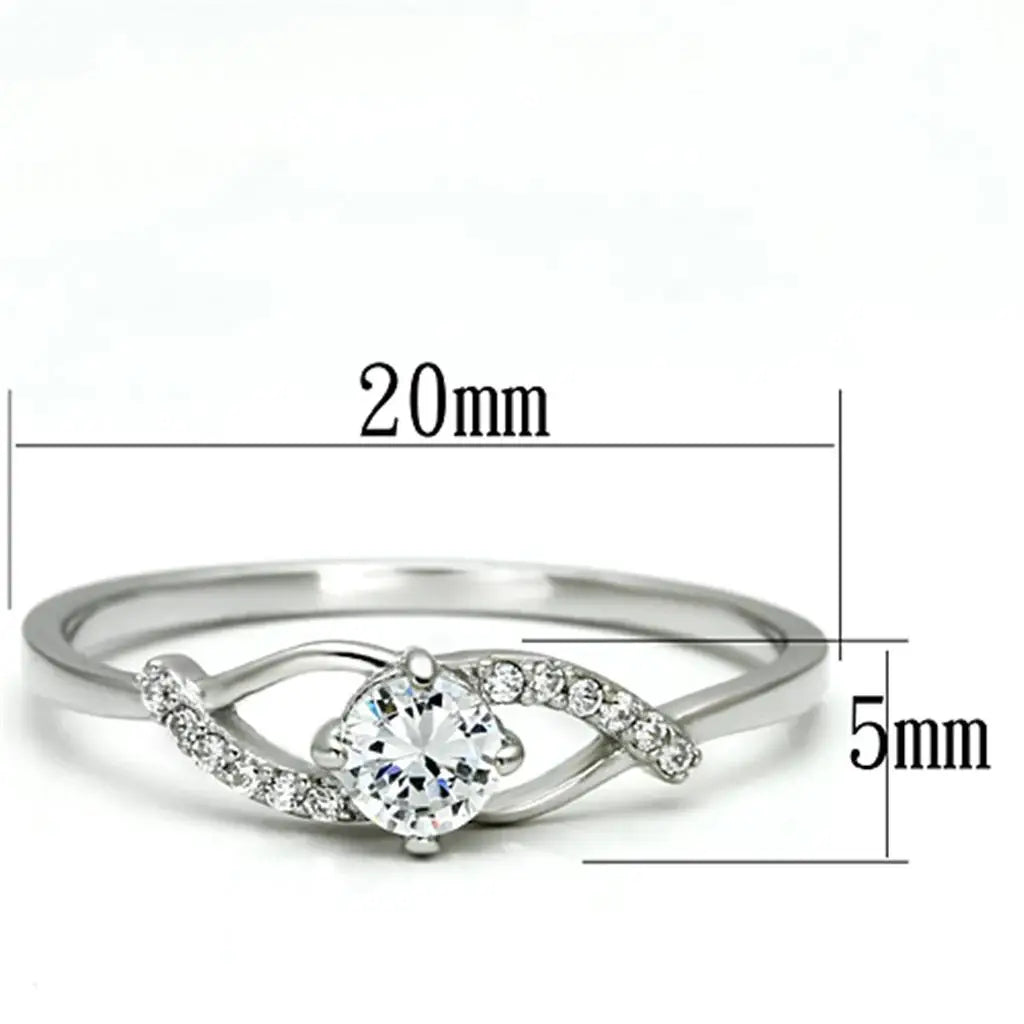 TS085 - Rhodium 925 Sterling Silver Ring with AAA Grade CZ in Clear - Alamode - Flyclothing LLC