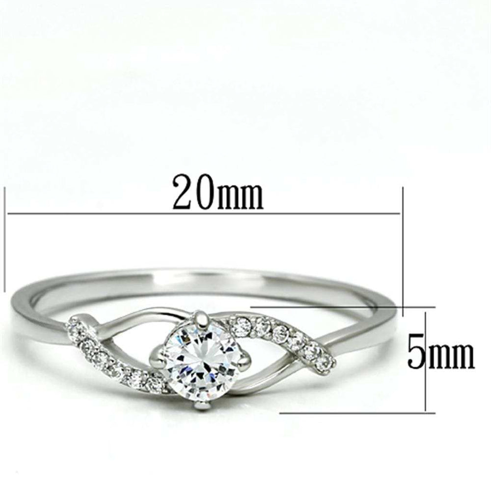 TS085 - Rhodium 925 Sterling Silver Ring with AAA Grade CZ in Clear - Alamode - Flyclothing LLC