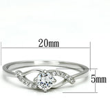 TS085 - Rhodium 925 Sterling Silver Ring with AAA Grade CZ  in Clear - Alamode