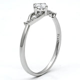 TS085 - Rhodium 925 Sterling Silver Ring with AAA Grade CZ  in Clear - Alamode