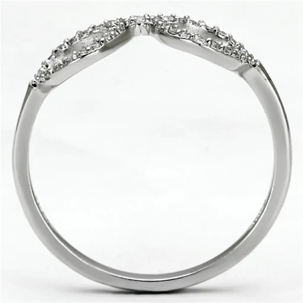 TS086 - Rhodium 925 Sterling Silver Ring with AAA Grade CZ in Clear - Alamode - Flyclothing LLC
