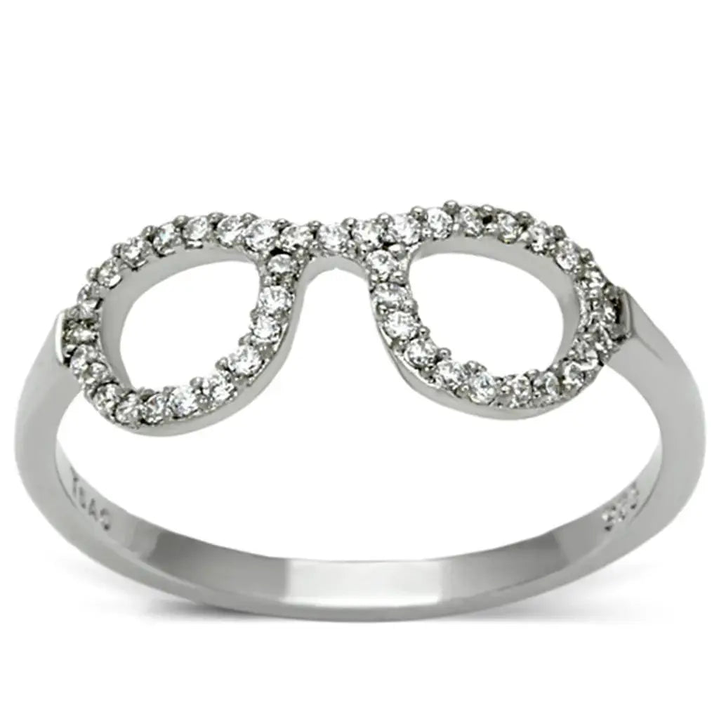 TS086 - Rhodium 925 Sterling Silver Ring with AAA Grade CZ in Clear - Alamode - Flyclothing LLC