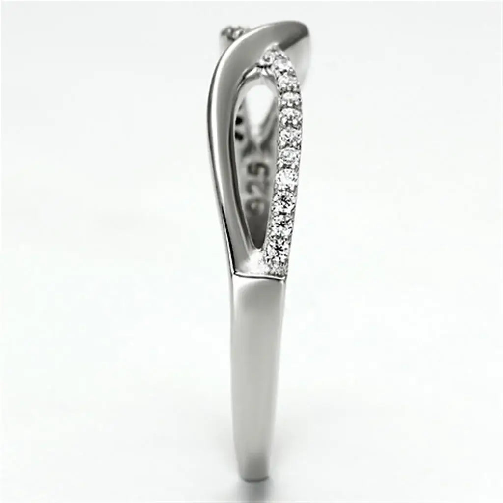 TS087 - Rhodium 925 Sterling Silver Ring with AAA Grade CZ in Clear - Alamode - Flyclothing LLC
